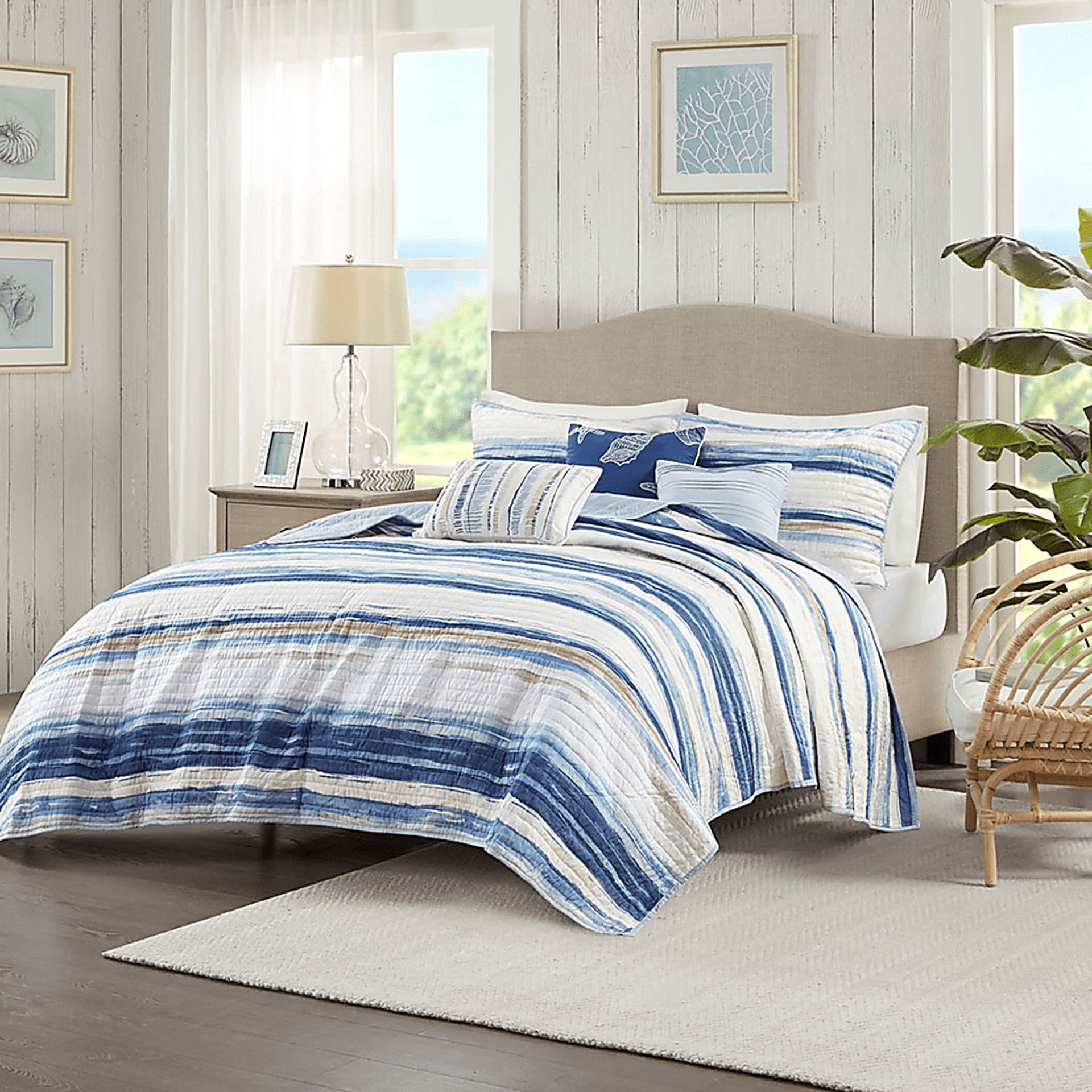 Lillya Blue 6 pc King/Cal King Quilt Set - Image 3