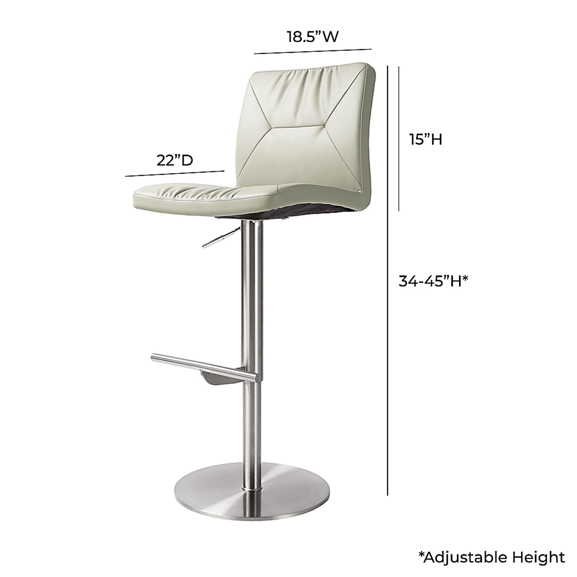 Limoneria Light Gray Adjustable Barstool - Image 6