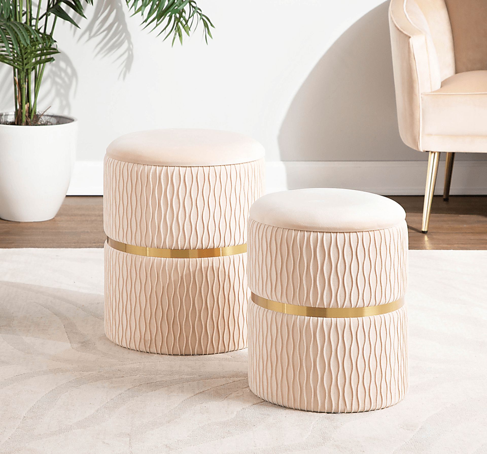 Lincoya Cream Ottoman, Set of 2 - Image 6