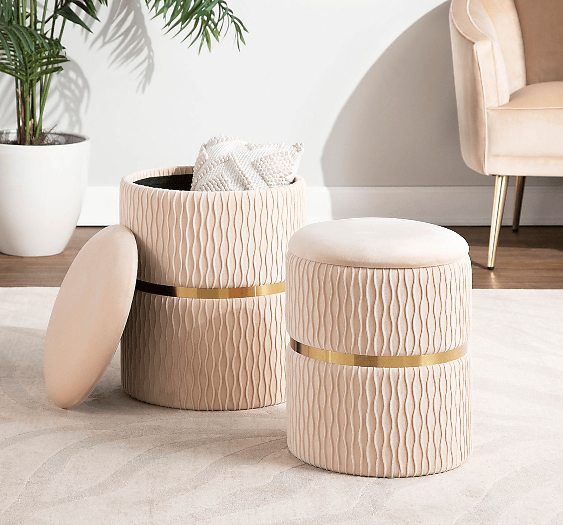 Lincoya Cream Ottoman, Set of 2 - Image 7