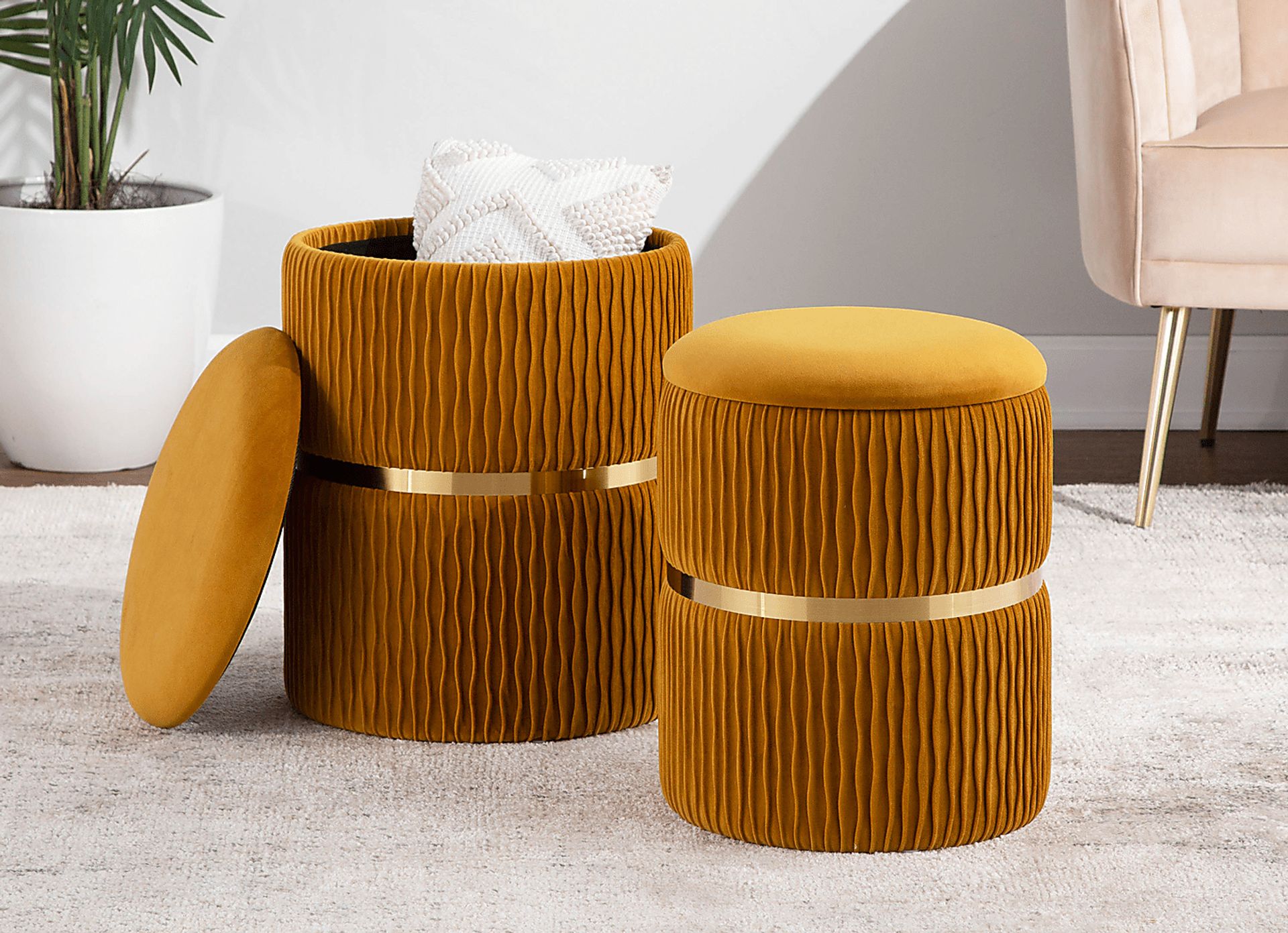 Lincoya Orange Ottoman, Set of 2 - Image 6