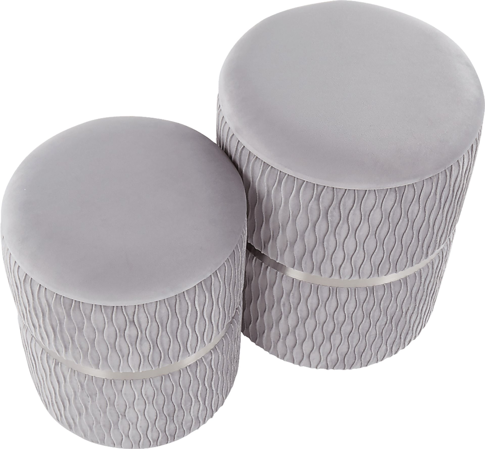 Lincoya Silver Ottoman, Set of 2 - Image 2