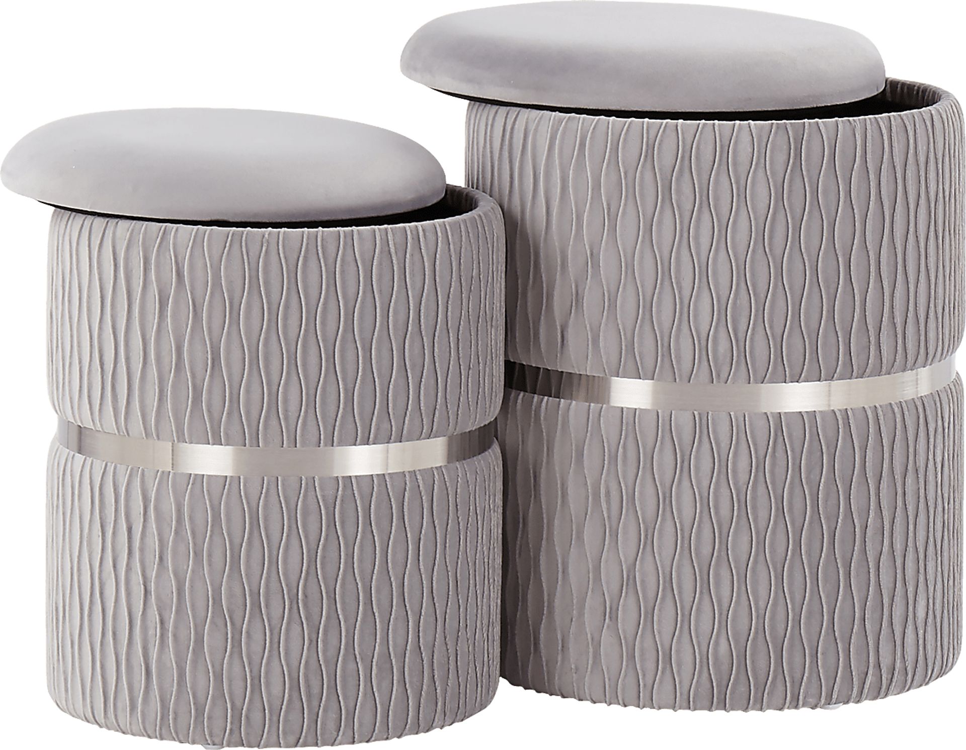 Lincoya Silver Ottoman, Set of 2 - Image 4