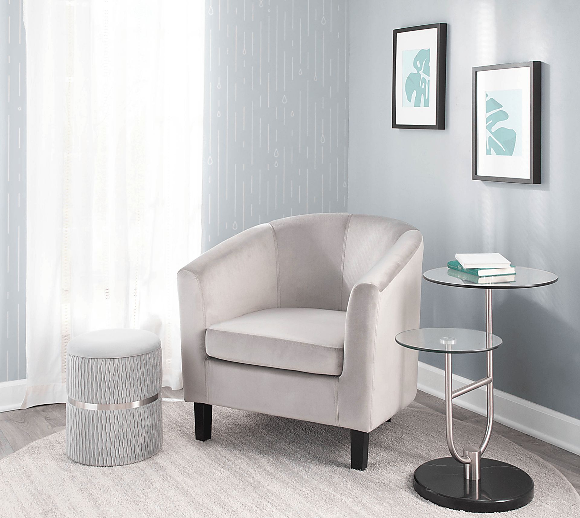 Lincoya Silver Ottoman, Set of 2 - Image 8