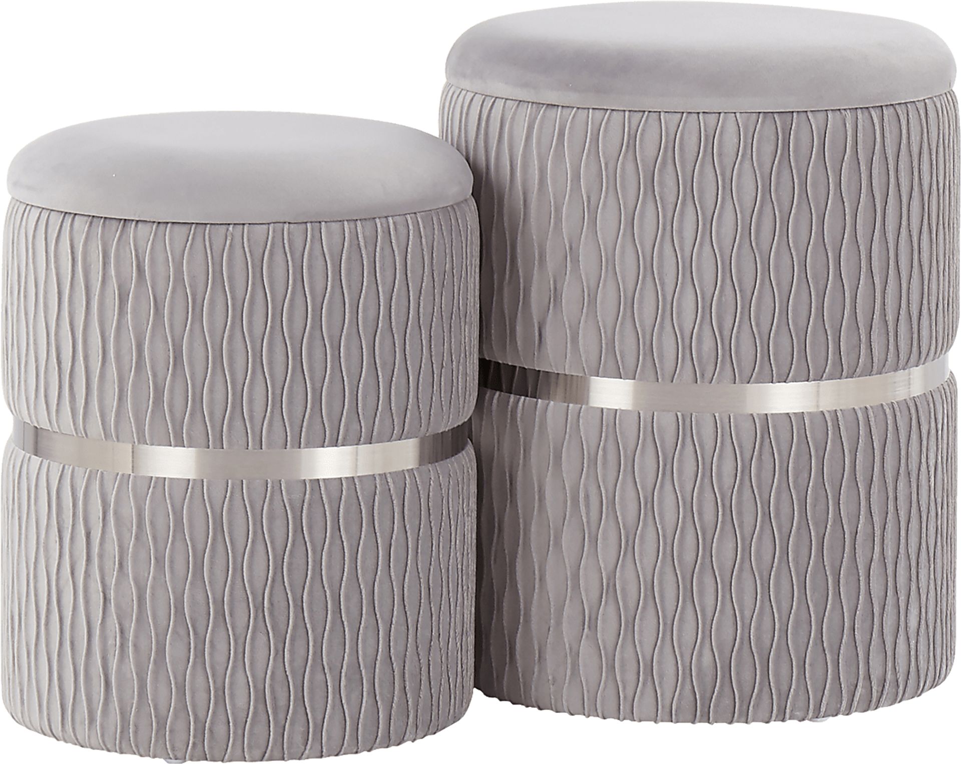 Lincoya Silver Ottoman, Set of 2 - Image 1