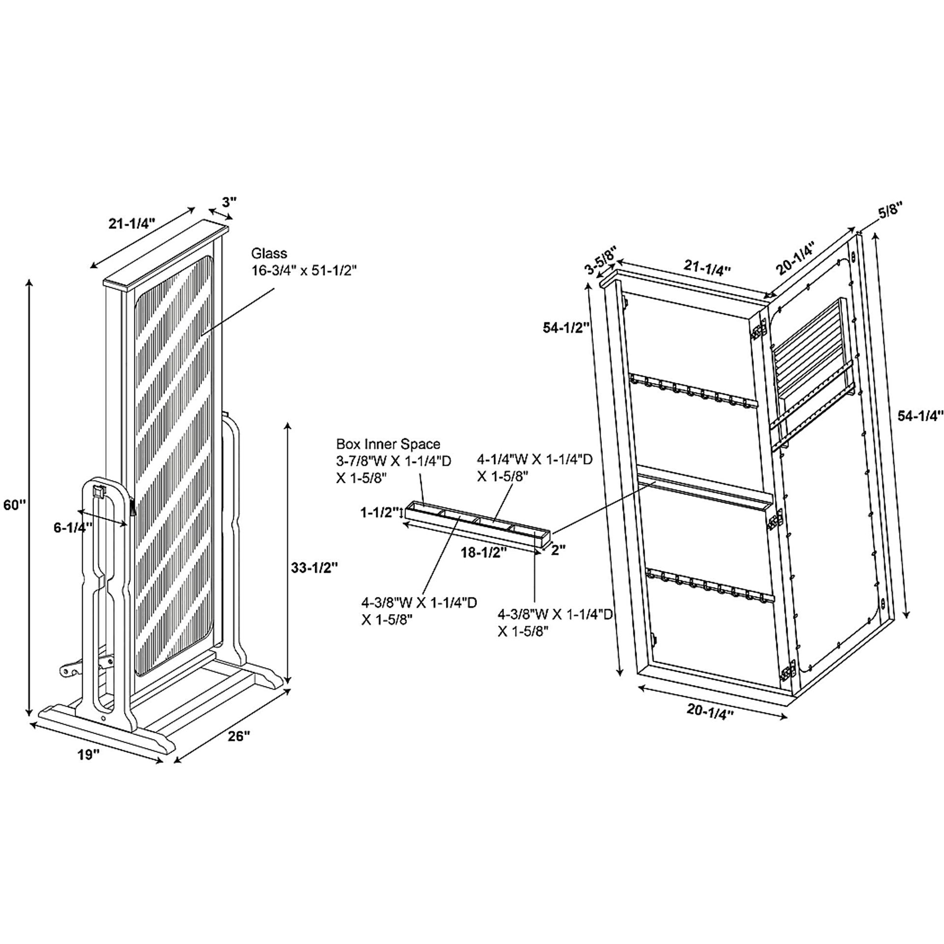 Lindelaan Black Cheval Jewelry Armoire - Image 11