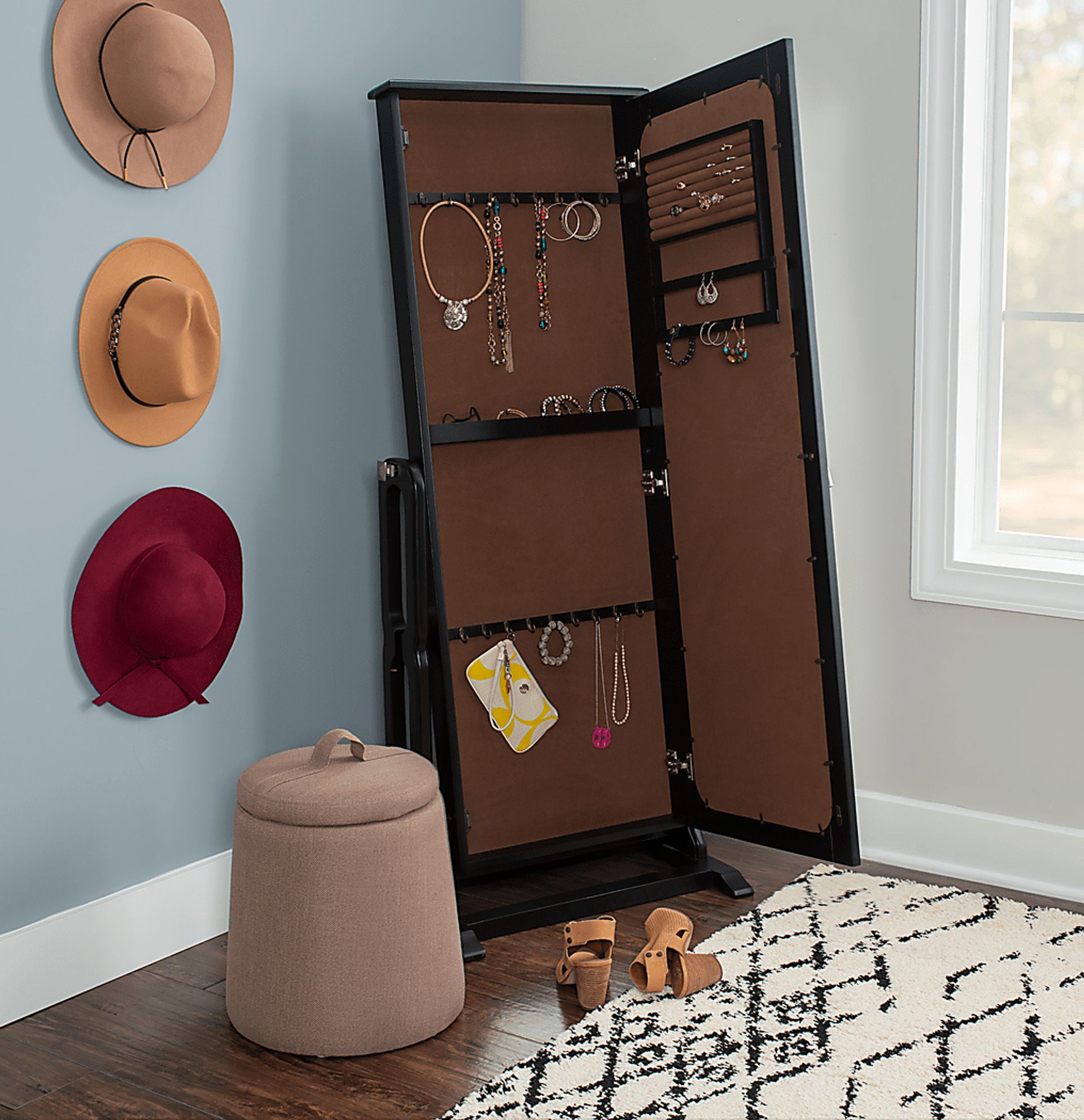 Lindelaan Black Cheval Jewelry Armoire - Image 3