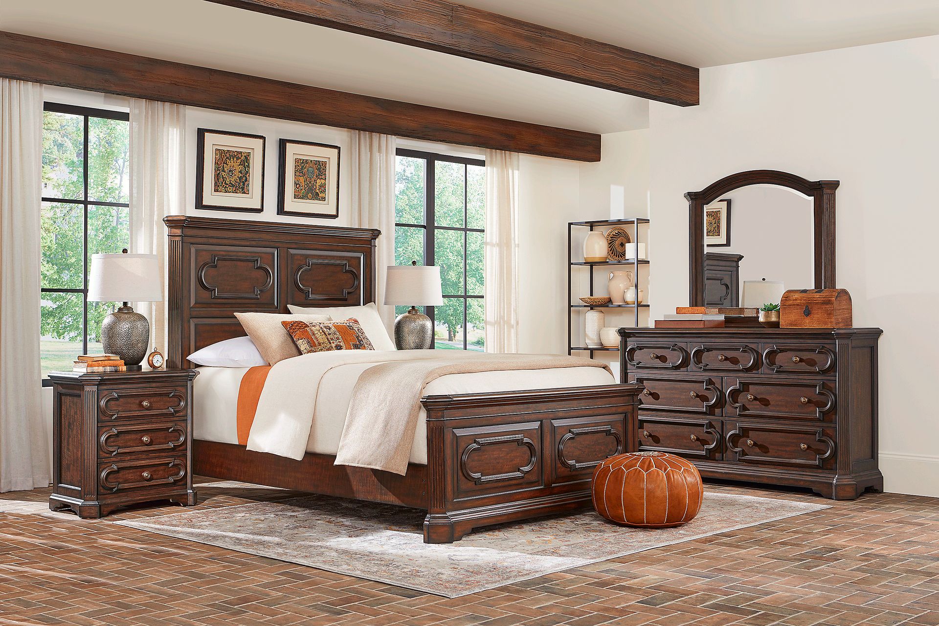 Lindenwood Saddle 7 Pc King Panel Bedroom - Image 1