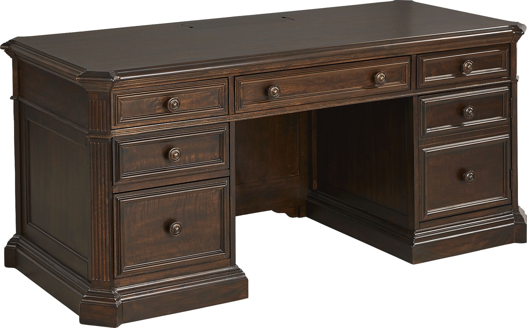 Lindenwood Saddle Dark Wood Desk Rooms To Go   Lindenwood Saddle Desk 2615948P Image Item