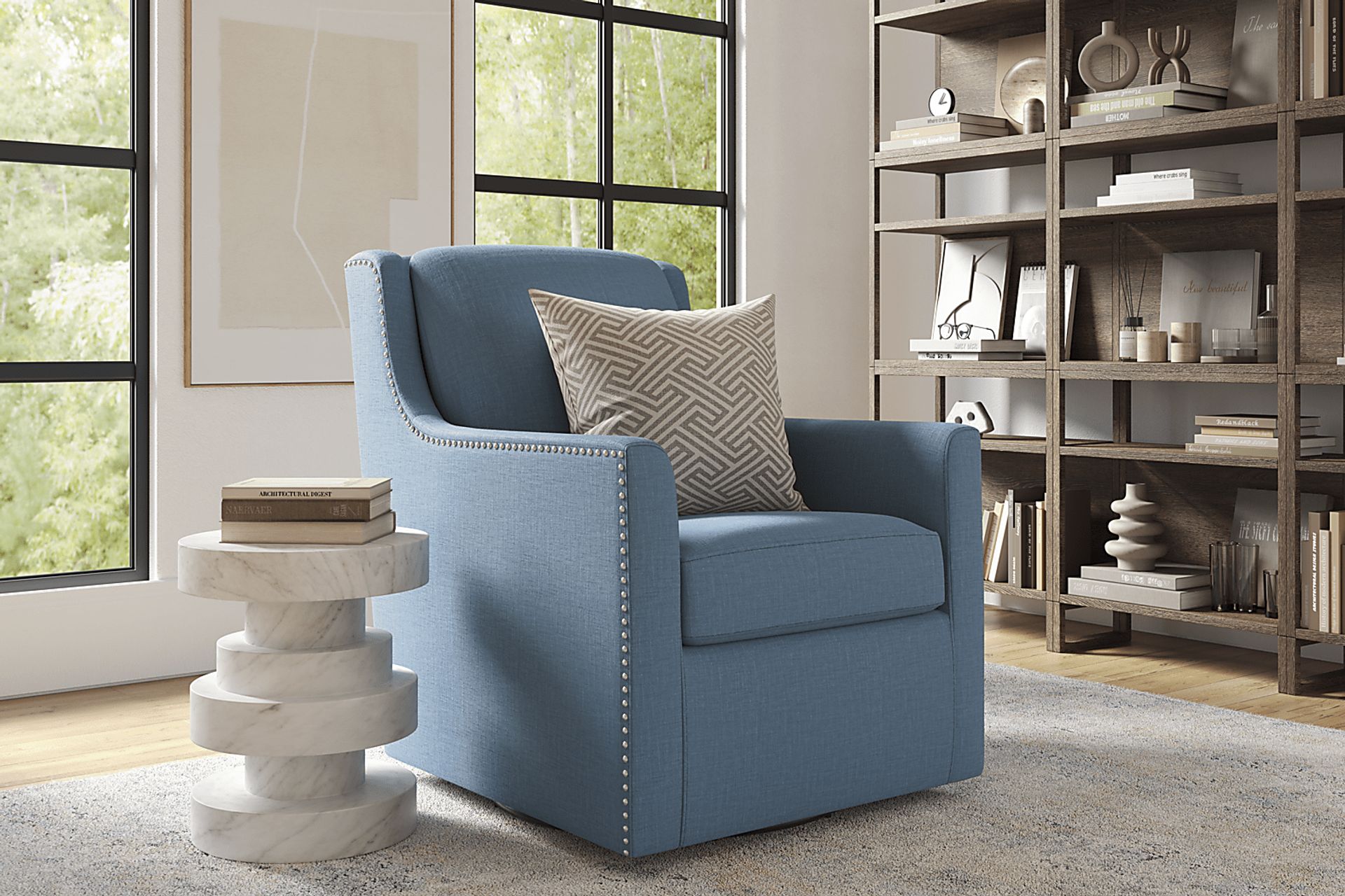 Lindsey Blue Swivel Chair - Image 4