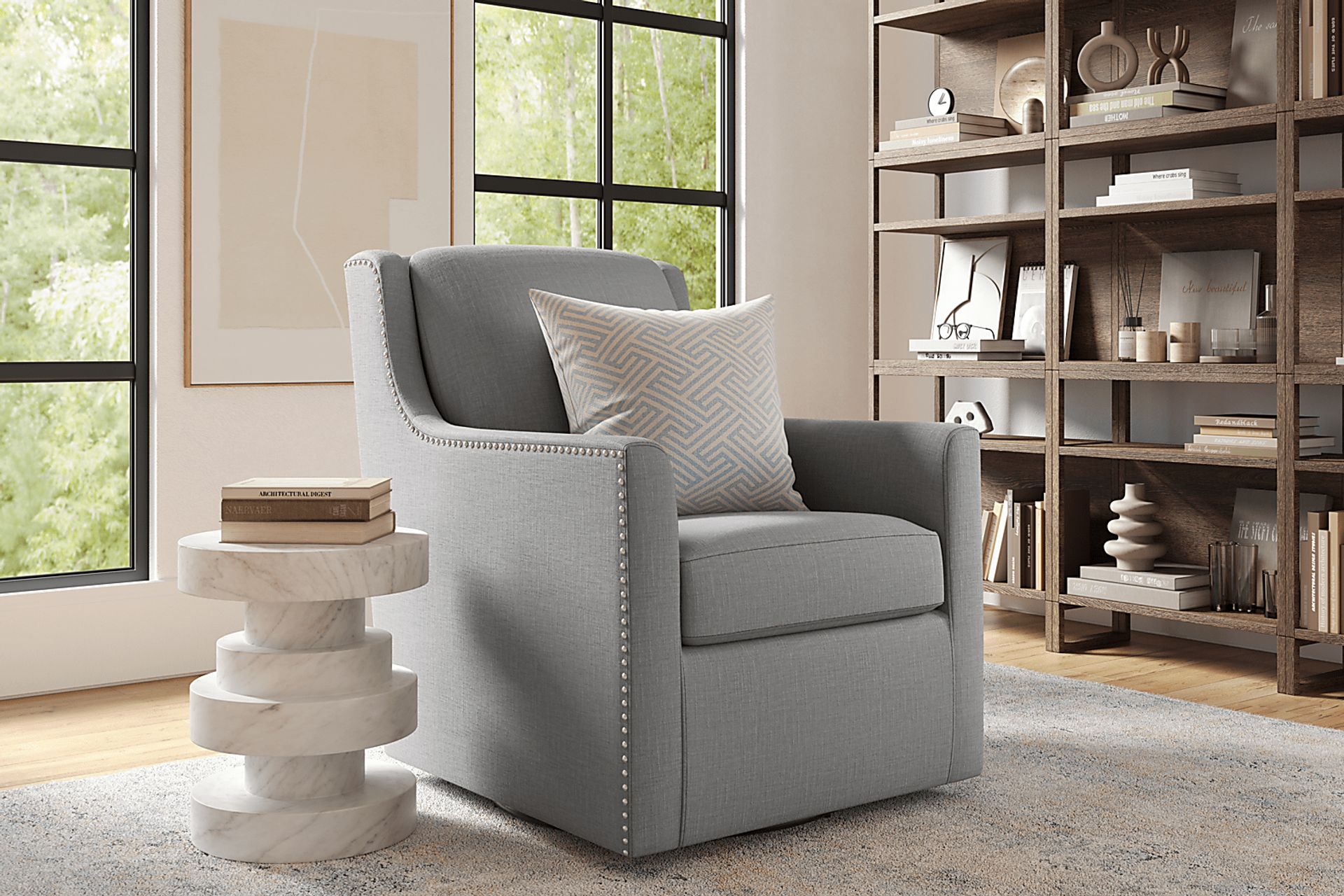 Lindsey Gray Swivel Chair - Image 1