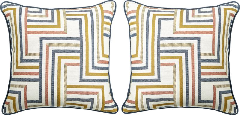 Linework Sunrise Ink Indoor/Outdoor Accent Pillow, Set of Two