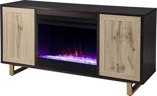 Linherk I Brown 54 in. Console, With Electric Fireplace