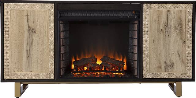 Linherk II Brown 54 in. Console, With Electric Log Fireplace - Thumbnail - Image 2