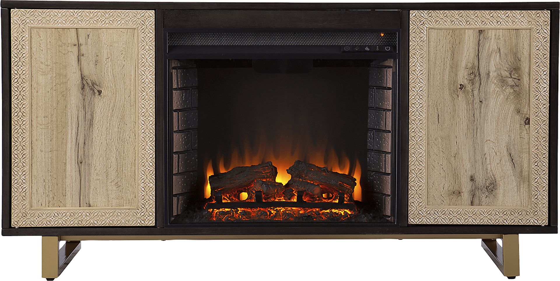 Linherk II Brown 54 in. Console, With Electric Log Fireplace - Image 2