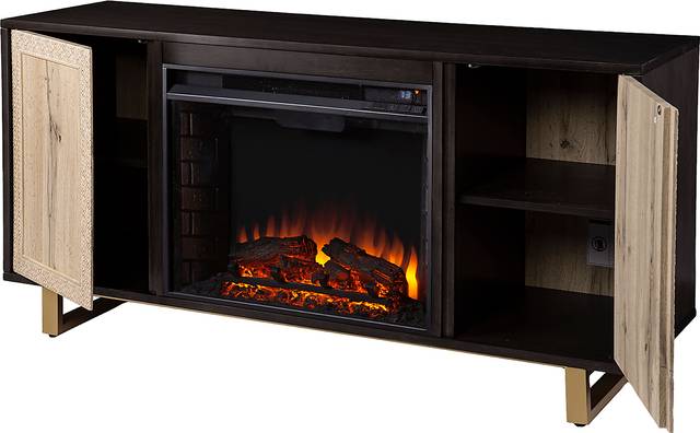 Linherk II Brown 54 in. Console, With Electric Log Fireplace - Thumbnail - Image 3
