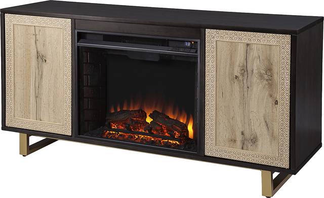 Linherk II Brown 54 in. Console, With Electric Log Fireplace - Thumbnail - Image 1