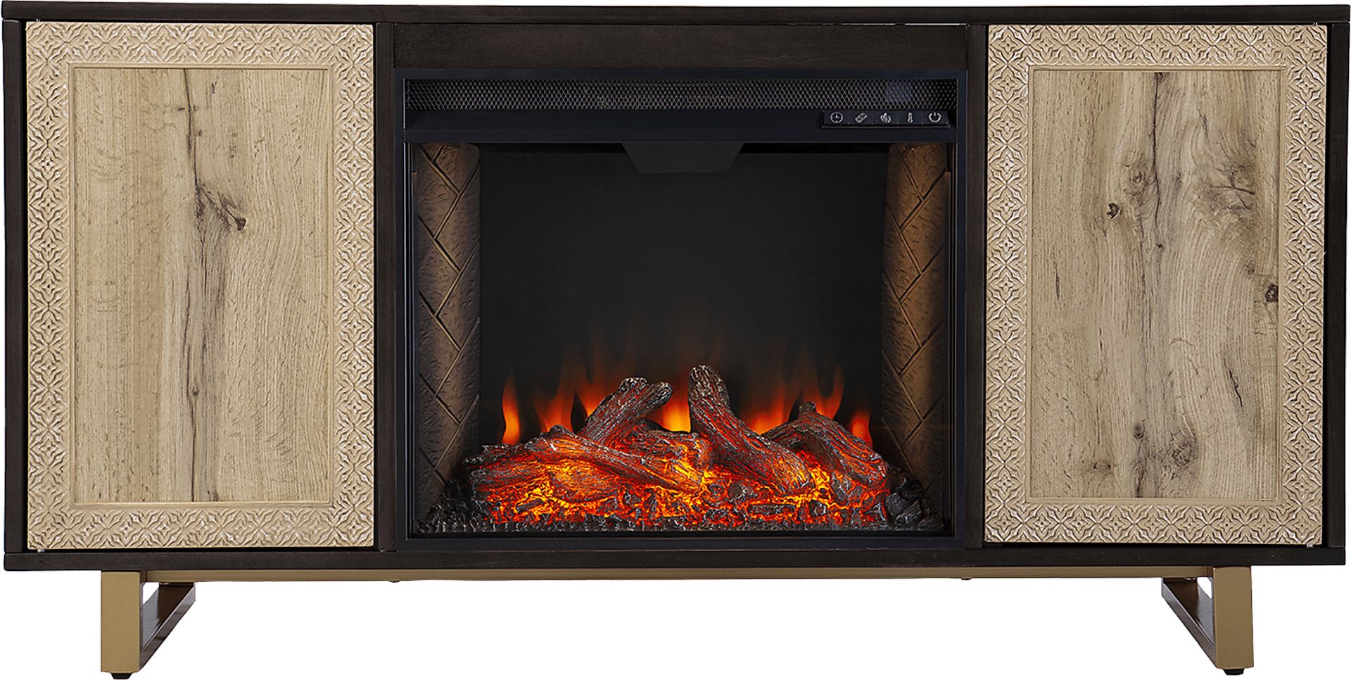 Linherk III Brown 54 in. Console, With Smart Electric Fireplace - Image 2