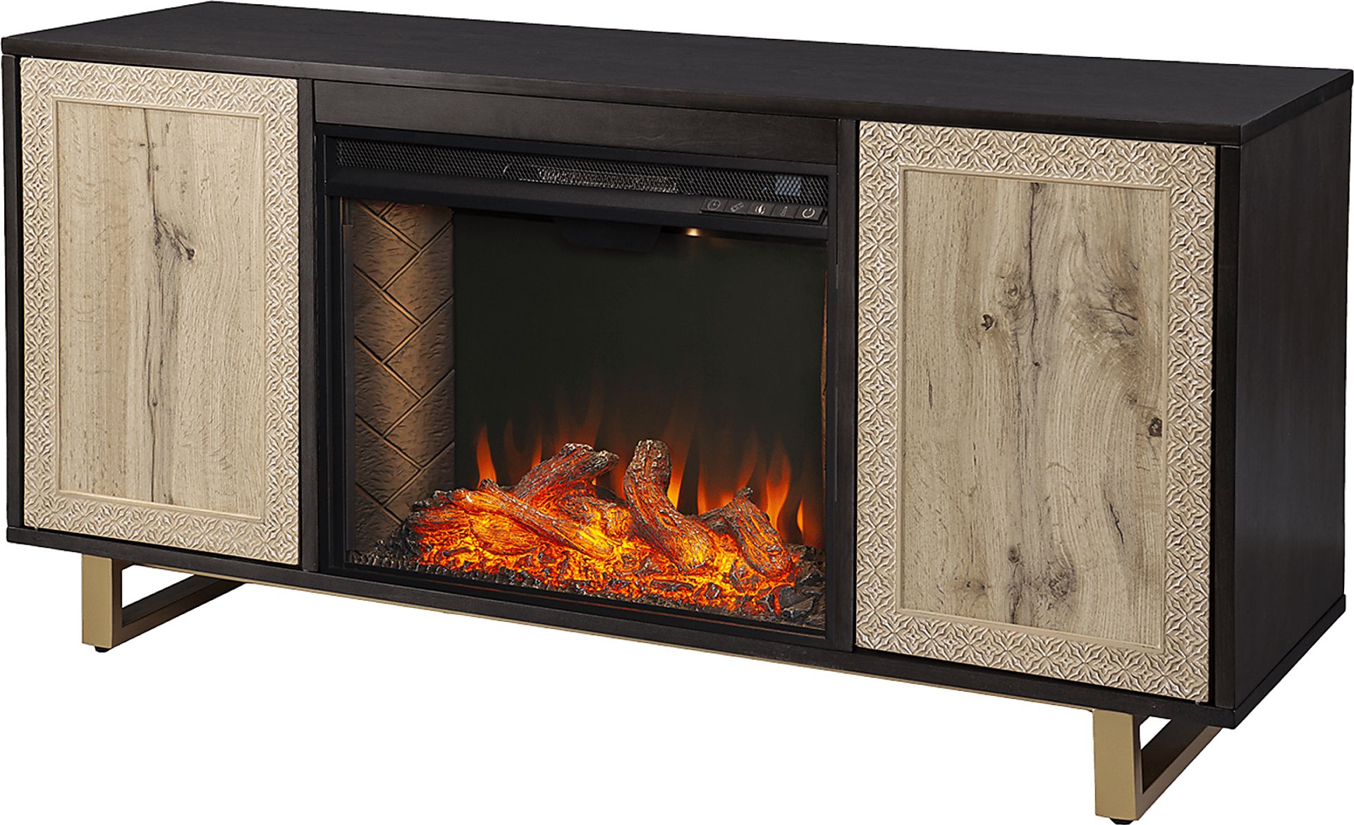 Linherk III Brown 54 in. Console, With Smart Electric Fireplace - Image 1