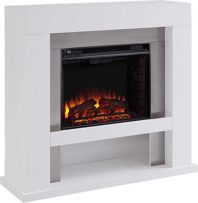 Linkmeadow II White 44 in. Console With Electric Log Fireplace - Thumbnail - Image 1