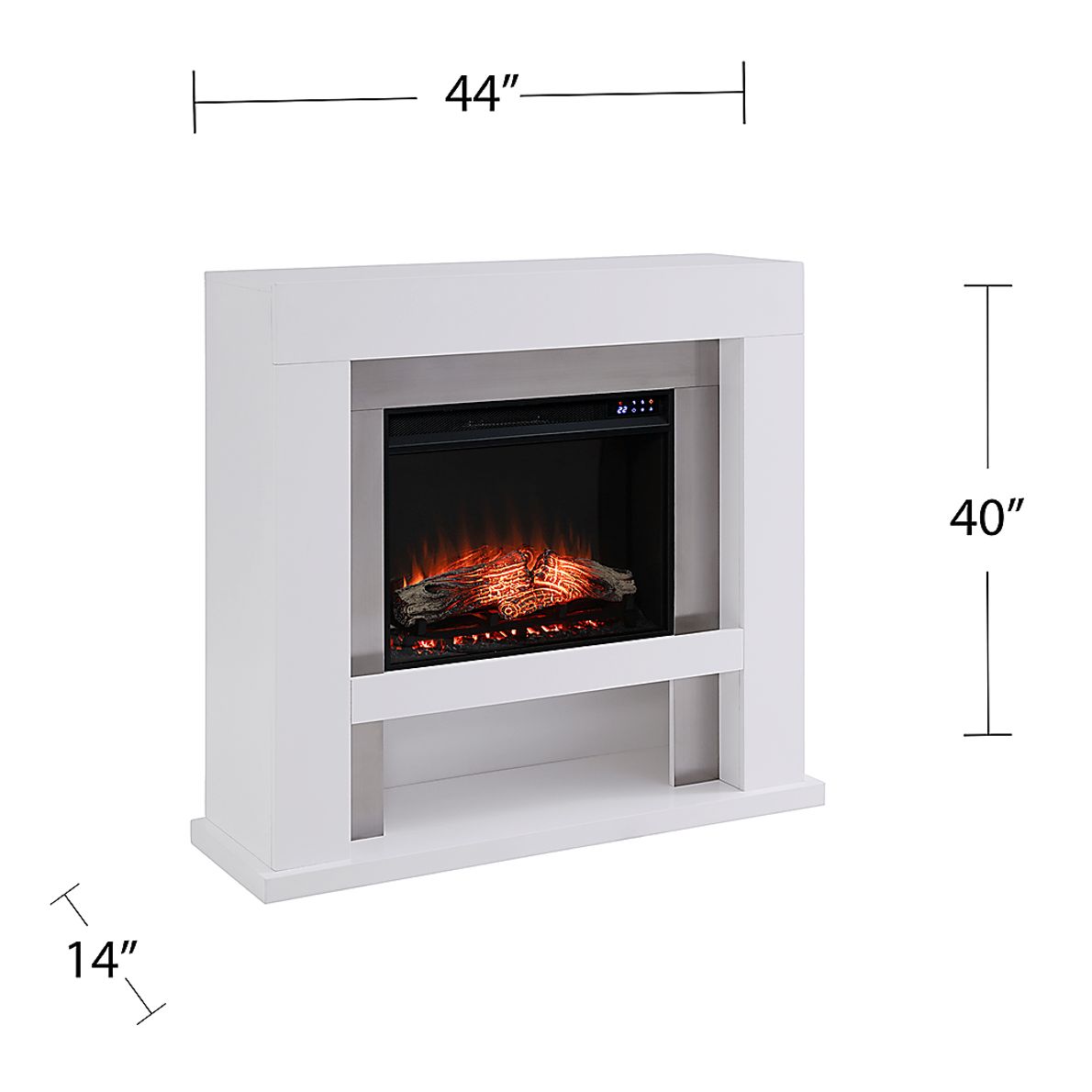 Linkmeadow IV White 44 in. Console With Touch Panel Electric Fireplace