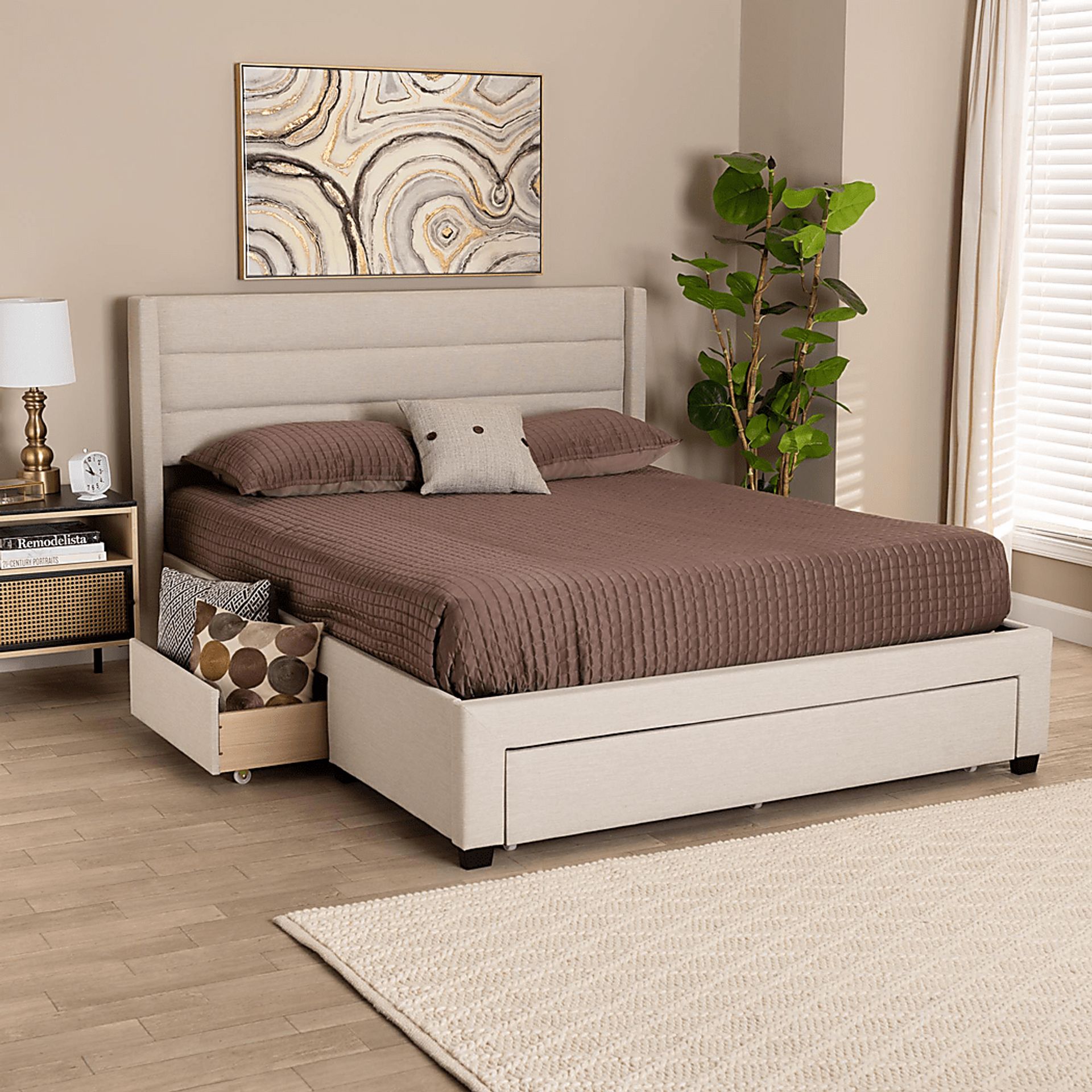 Linnaean Beige Queen Bed - Image 10