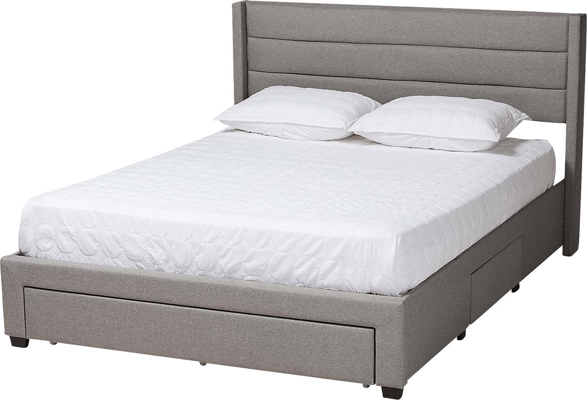 Linnaean Light Gray Polyester Fabric Full Bed Rooms to Go