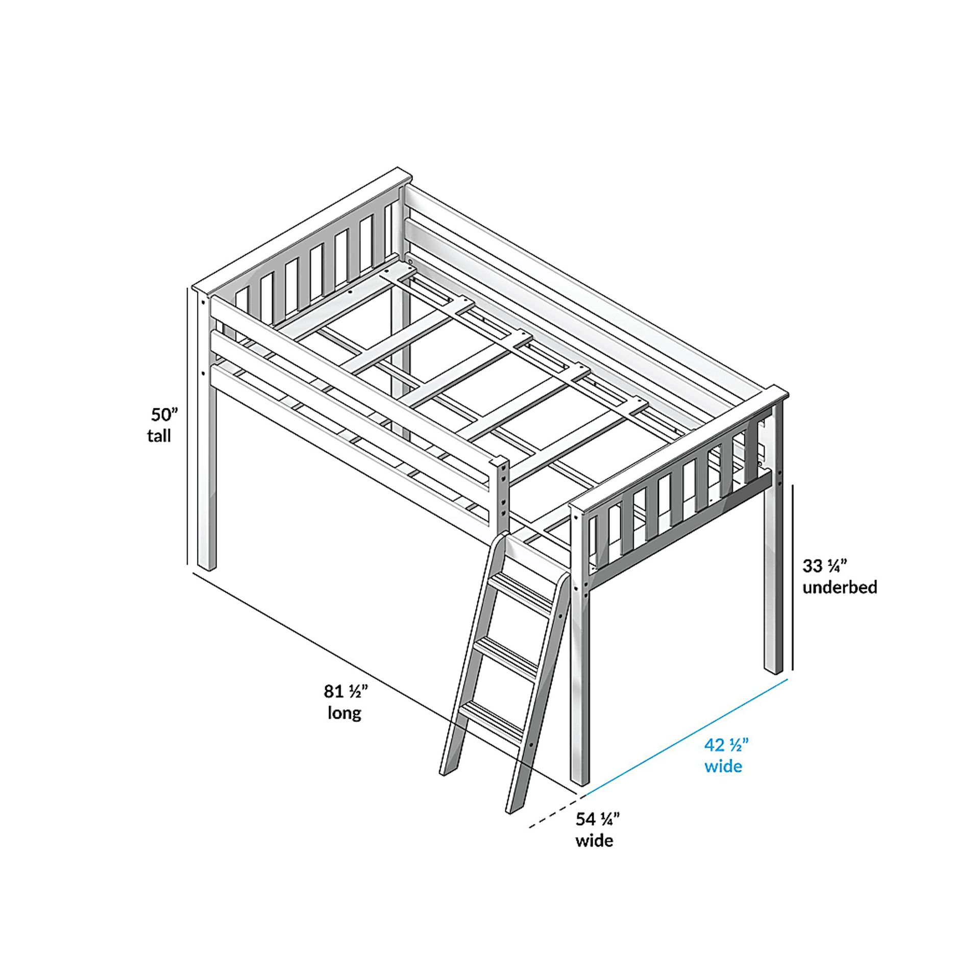 Kids Linnett Brown Twin Low Loft Bed with Blue Tent - Image 7