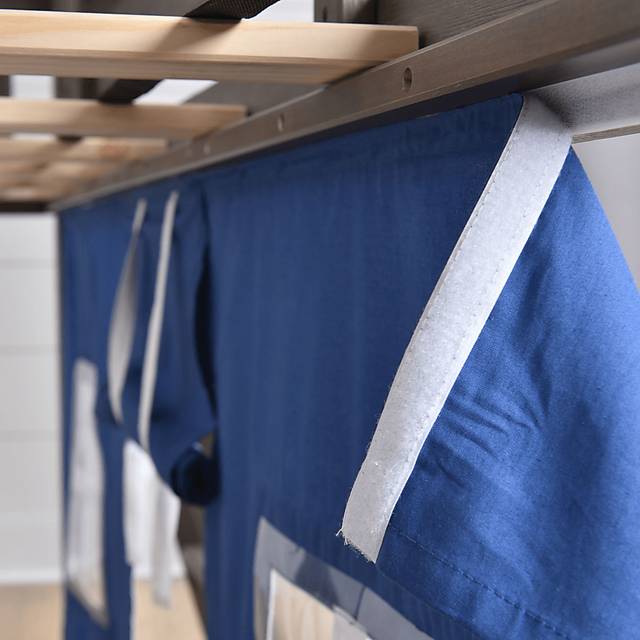 Kids Linnett Gray Twin Low Loft Bed with Blue Tent - Thumbnail - Image 6