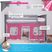 Kids Linnett Gray Twin Low Loft Bed with Pink Tent