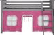 Kids Linnett Gray Twin Low Loft Bed with Pink Tent