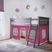 Kids Linnett Gray Twin Low Loft Bed with Pink Tent