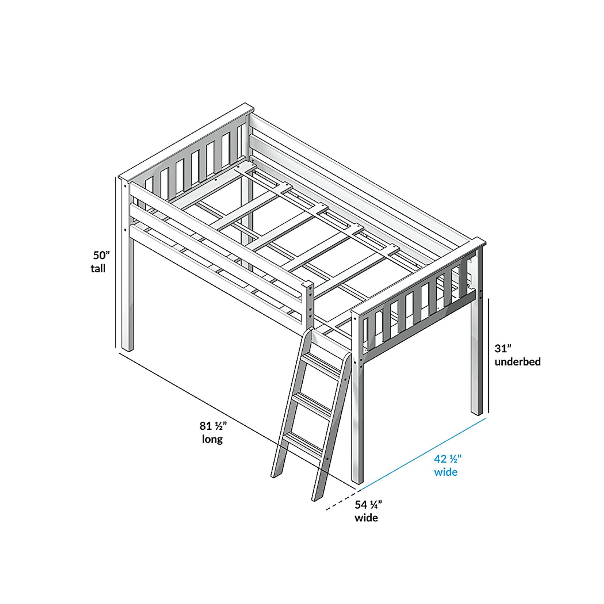 Kids Linnett White Twin Low Loft Bed with Gray Tent - Image 7