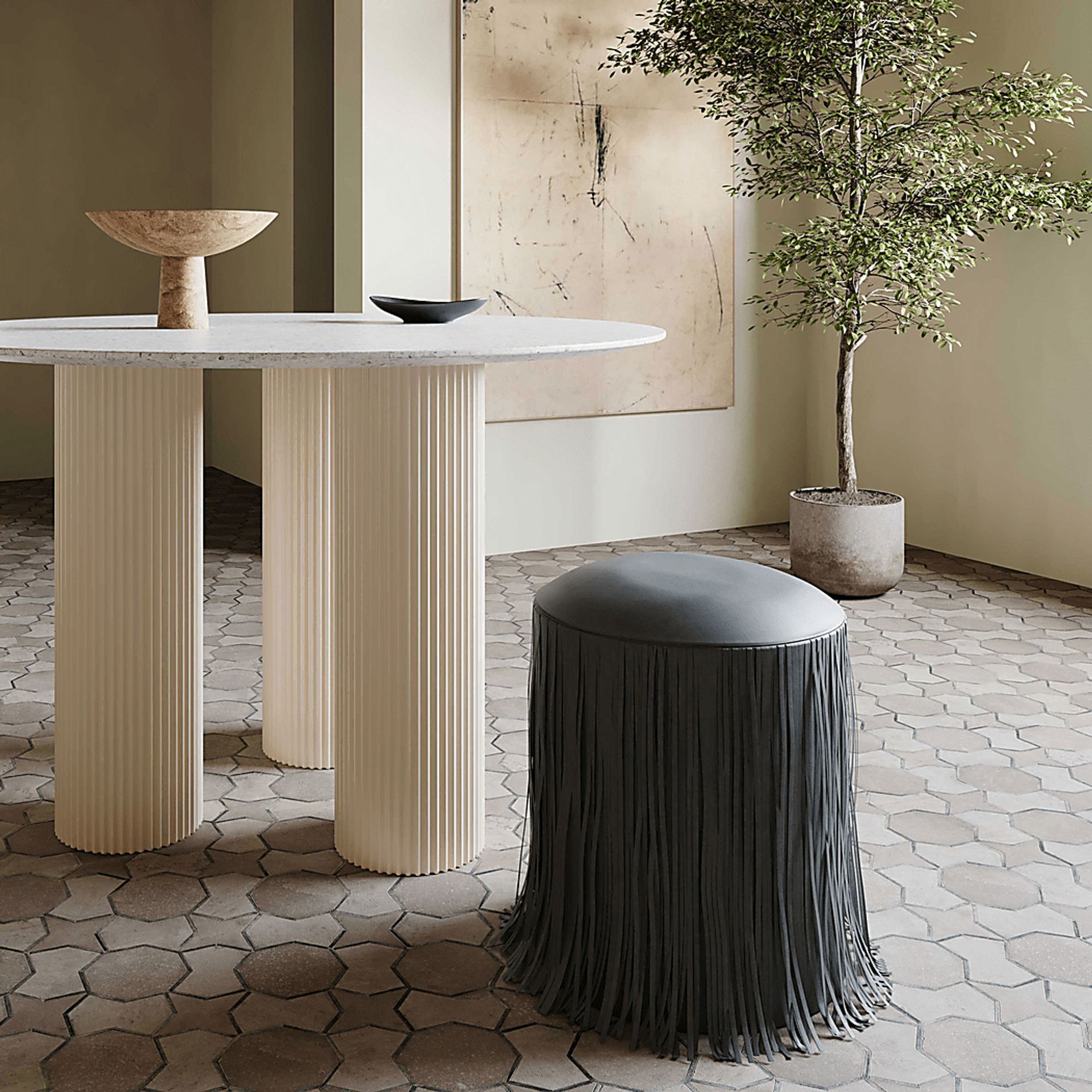 Linnwood Black Ottoman - Image 2