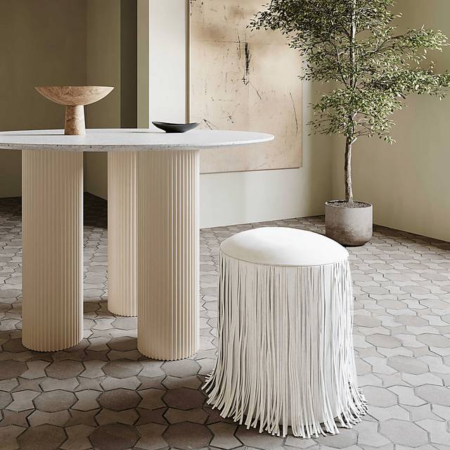 Linnwood Ivory Ottoman - Thumbnail - Image 2