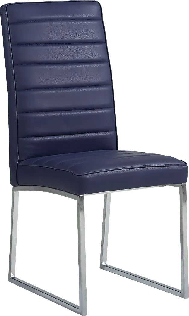 Wyndhall 5 Pc Chrome Metal Midnight Blue Dining Room Set With Rectangle