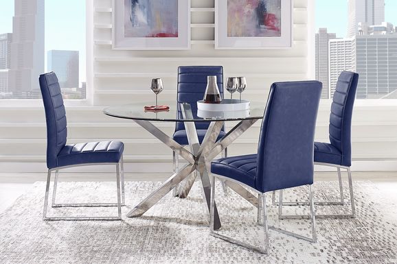 Linton Park Silver 5 Pc Round Dining Set with Midnight Chairs