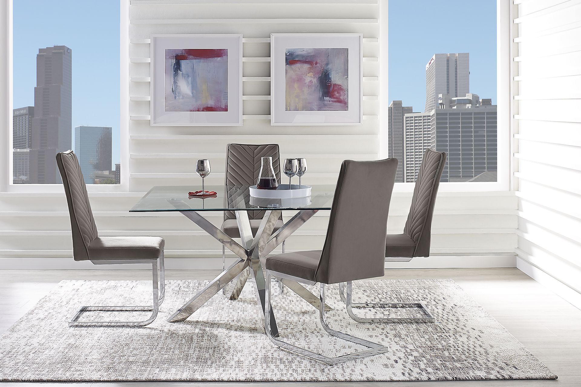 Linton Park Silver 5 Pc Square Dining Set with Charcoal Chairs - Image 1