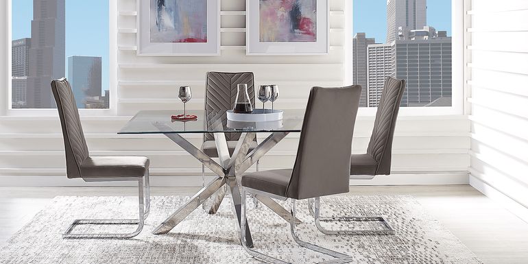 Linton Park Silver 5 Pc Square Dining Set with Charcoal Chairs