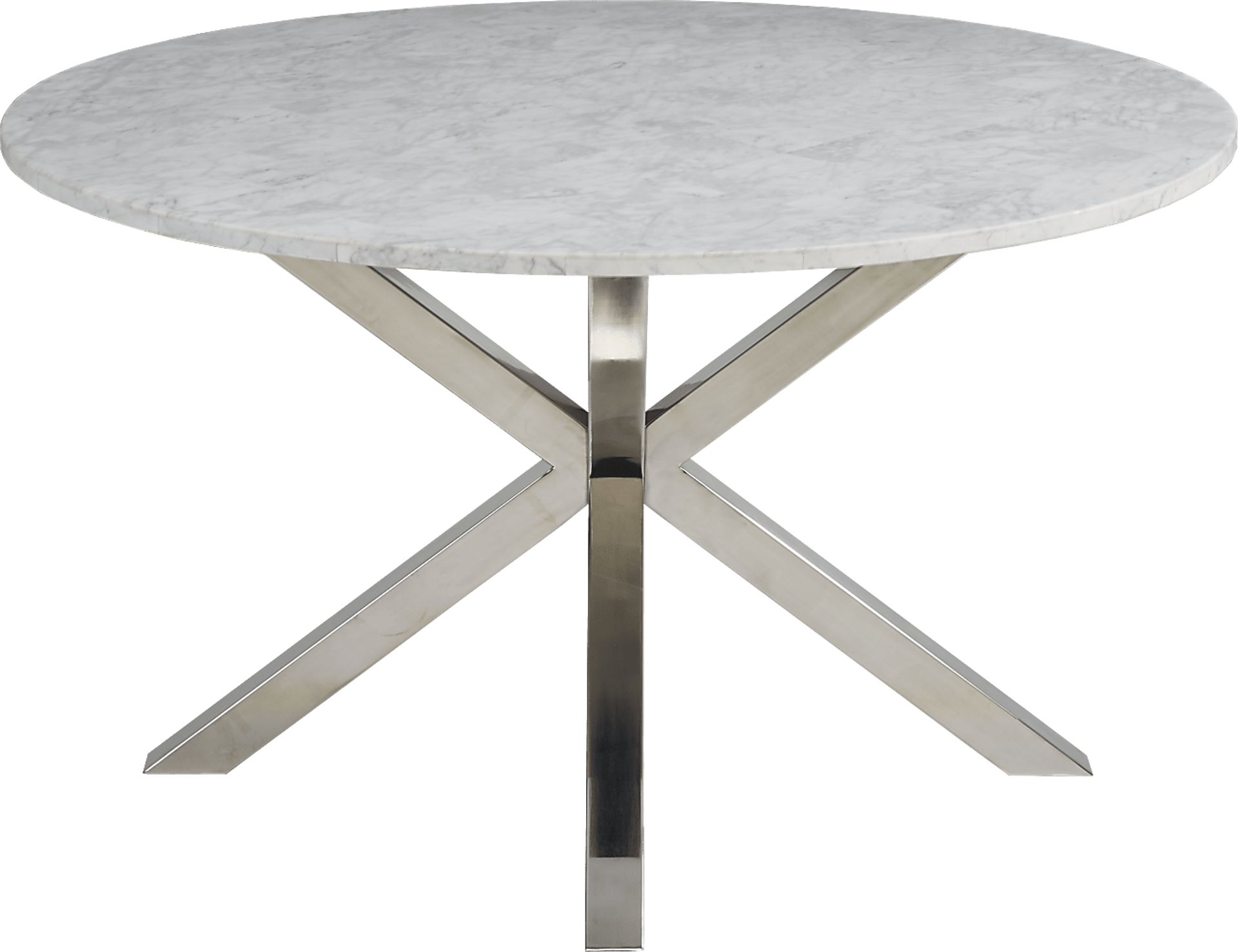 Linton Park Silver 5 Pc Round Marble Dining Set with Off-White Chairs - Image 2
