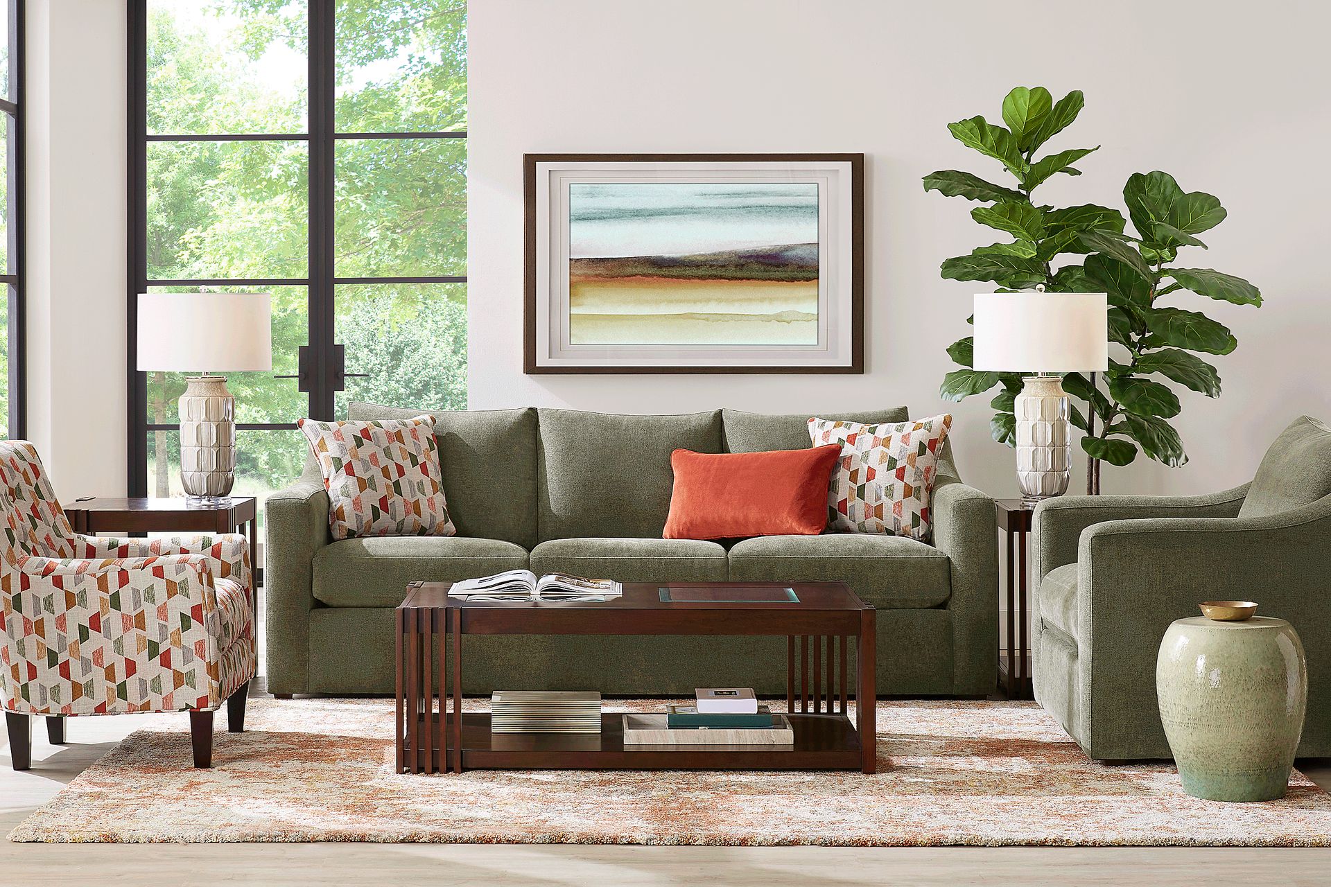 Lisbon Park Moss 2 Pc Living Room - Image 1