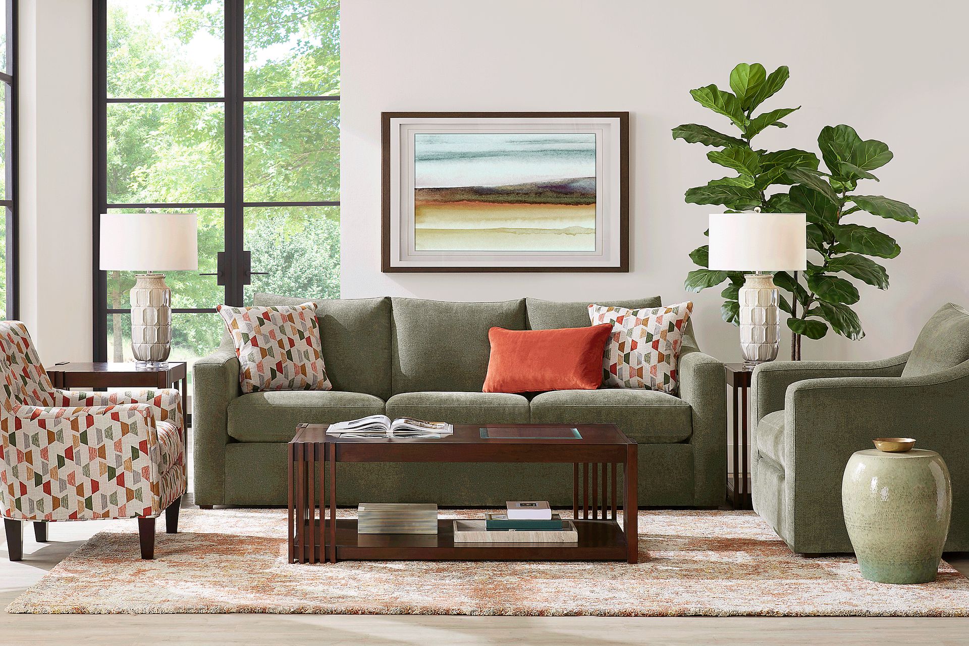 Lisbon Park Moss 7 Pc Living Room - Image 1