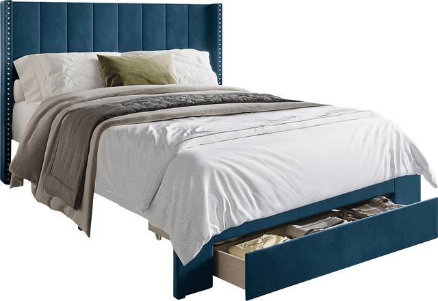Lischey Blue King Bed - Thumbnail - Image 1