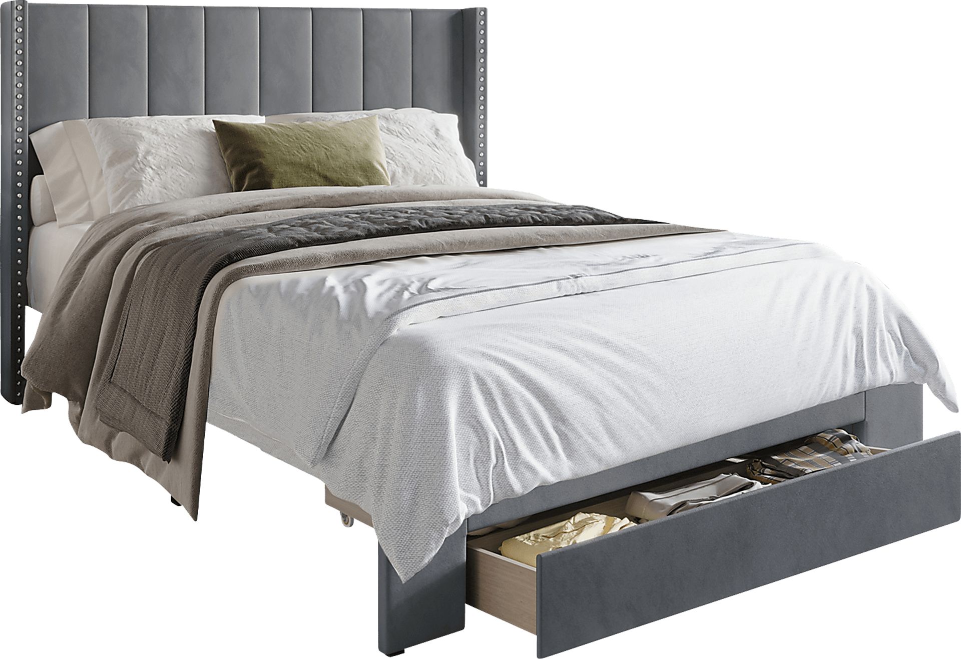 Lischey Dark Gray,Gray Gray Polyester Fabric Twin Bed | Rooms to Go