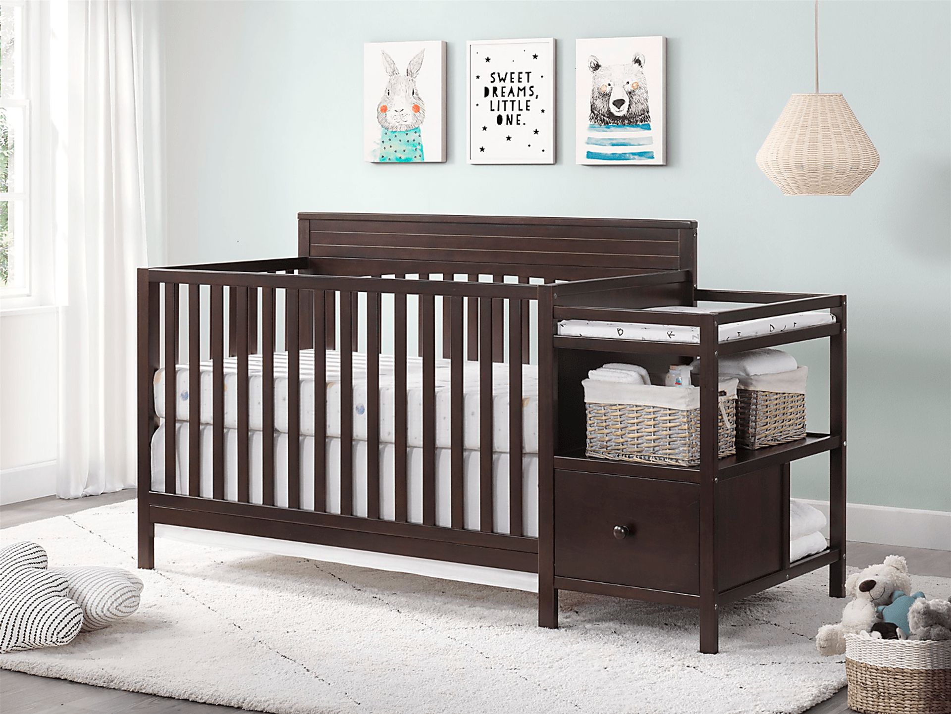 Listmore Espresso Convertible Crib and Changing Table - Image 6