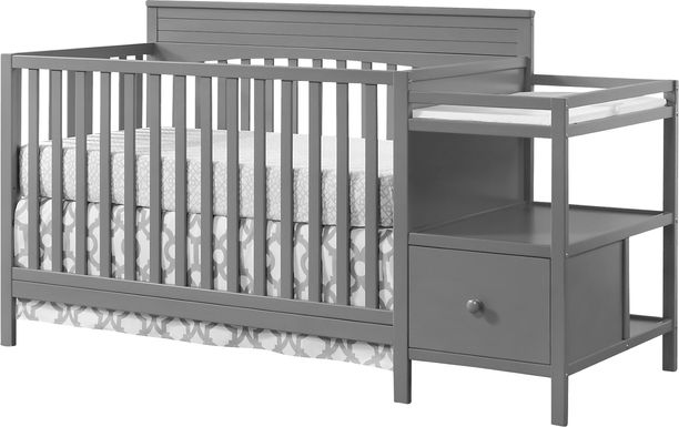 Listmore Gray Convertible Crib and Changing Table