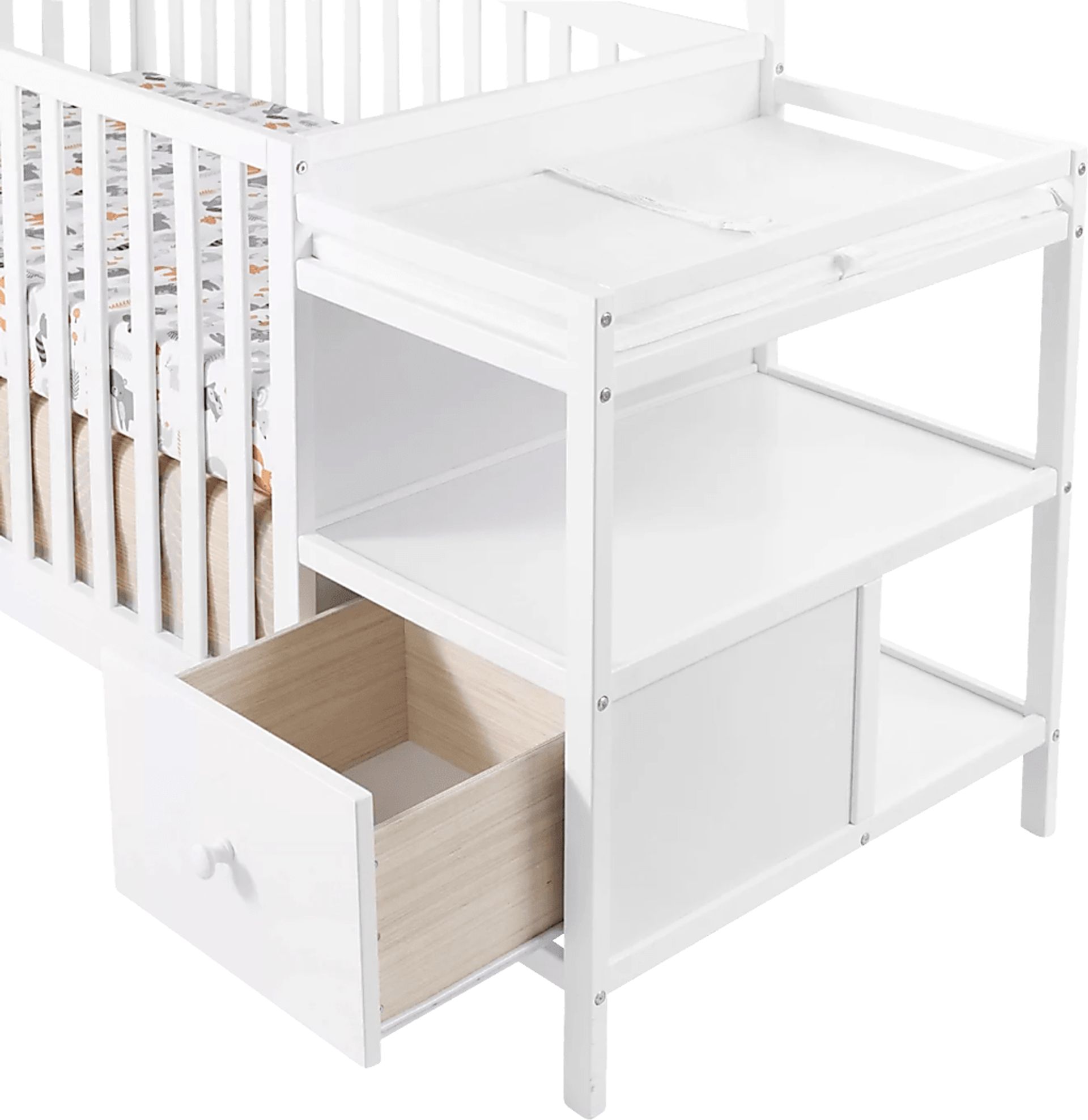 White convertible crib with changing table online