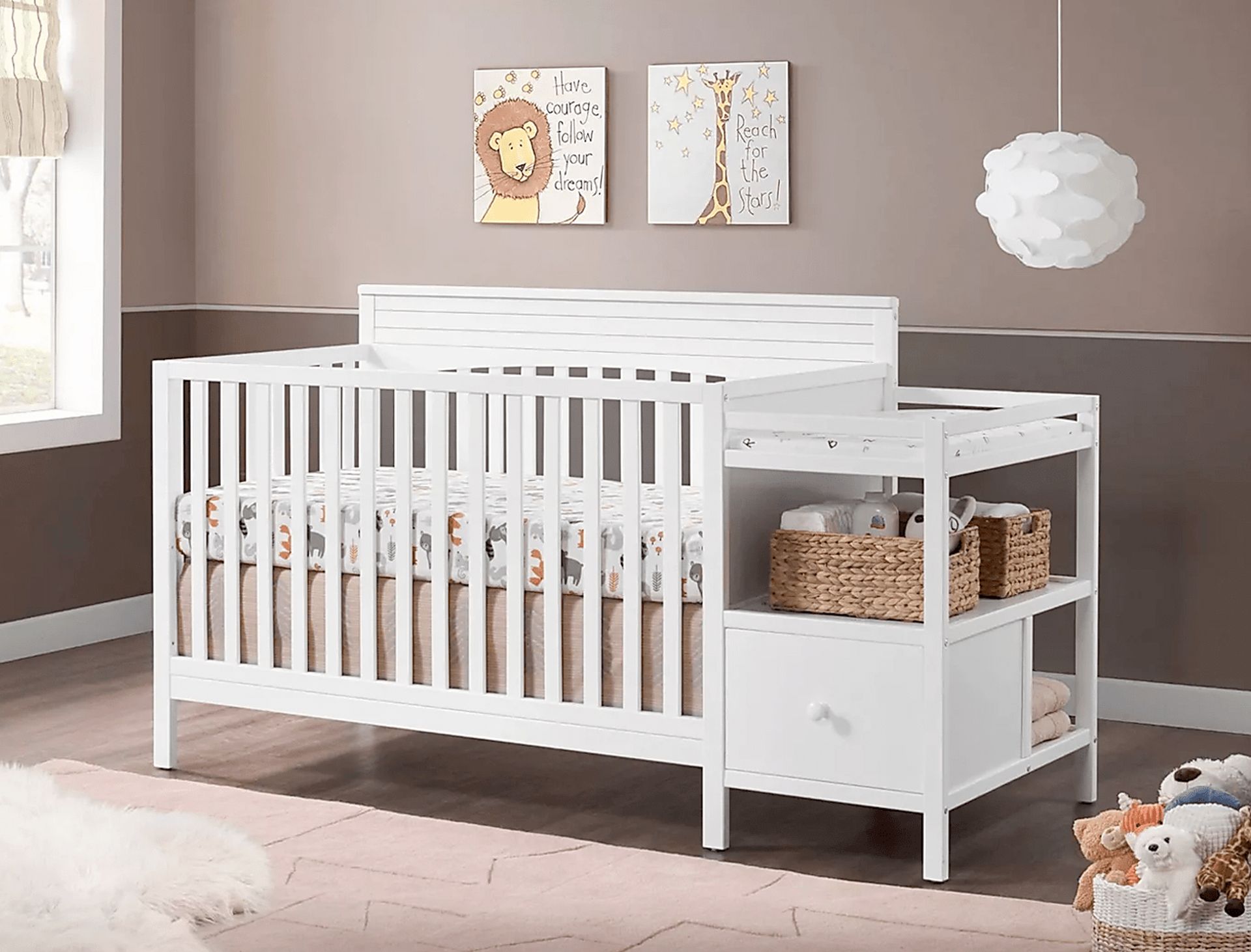 White crib and changing table hot sale
