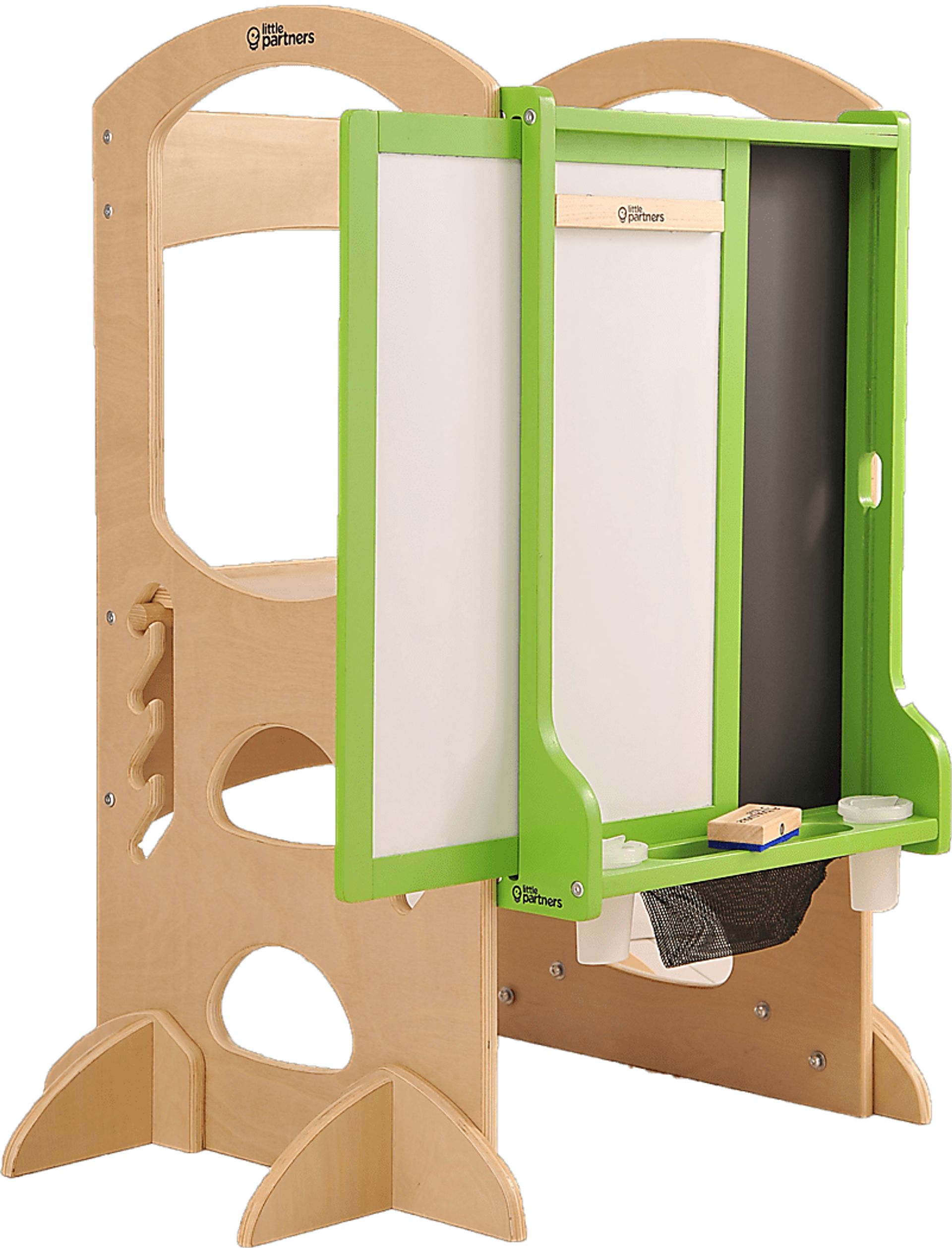Little Partners Green Learning Tower with Learn and Share Easel - Image 1