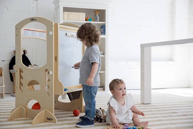 Little Partners Natural Learning Tower with Learn and Share Easel - Thumbnail - Image 6